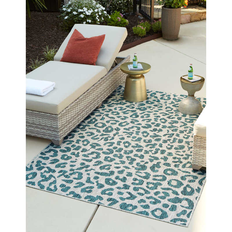 Tapis bleu sarcelle / gris Murph, Rectangle 5 pi 1 po x 8 pi
