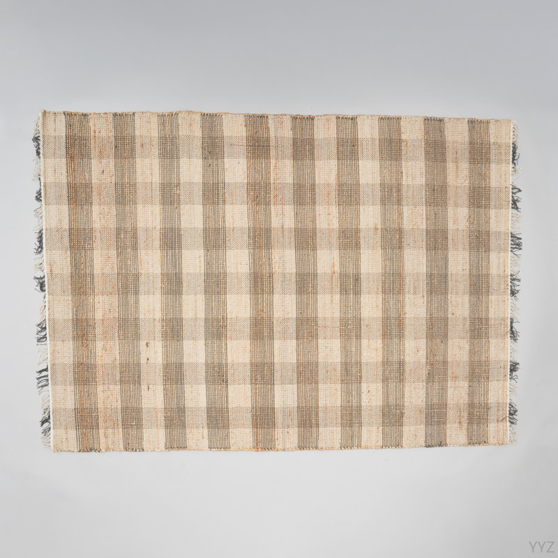 Tapis en jute, tapis écossais gris durable, 8 pi x 10 pi, Rectangulaire 8 pi x 10 pi