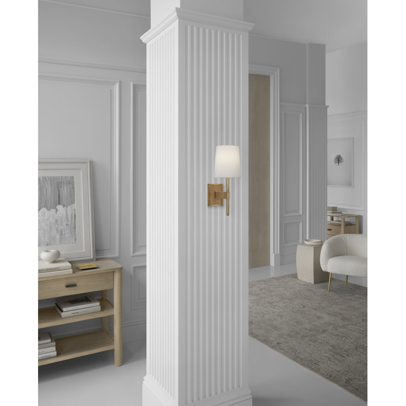 Suzanne Kasler Elle Small Single Sconce, Hand-Rubbed Antique Brass/Dark Rattan