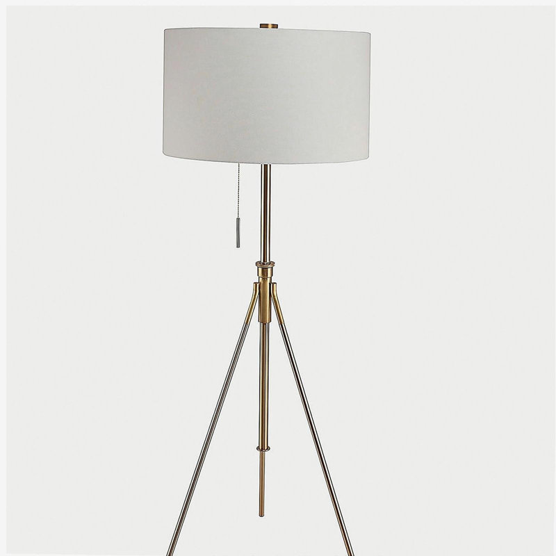 Lampe sur pied 1 pièce de style rétro, trépied plaqué or, hauteur de lampe unique de 57 pouces de haut, Or brossé
