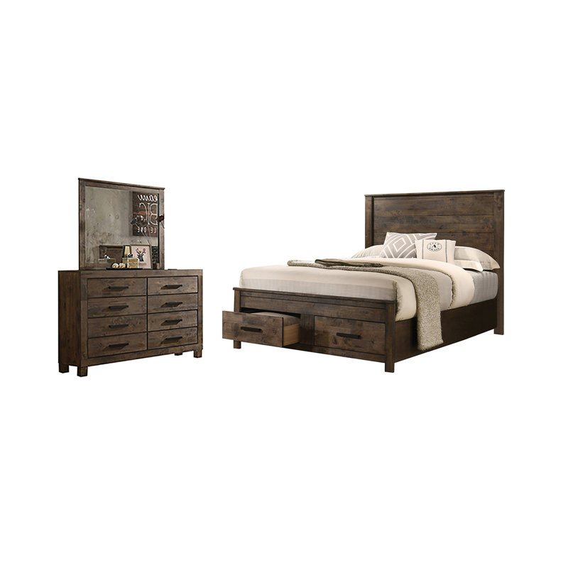Ensemble de chambre à coucher 3 pièces avec commode et miroir Genovera, Grand