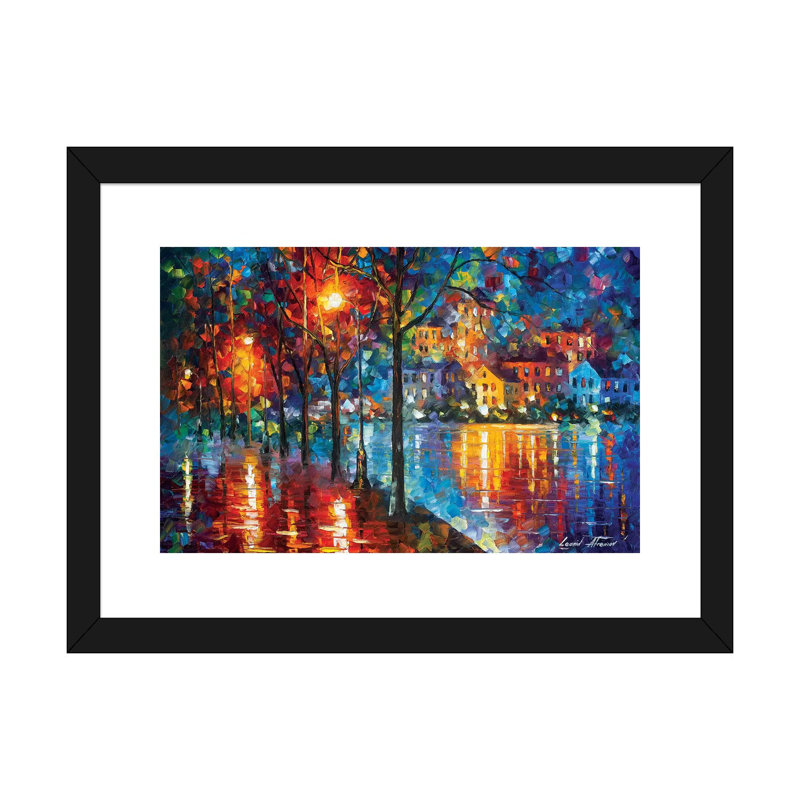 «Cold Emotion» par Leonid Afremov, reproduction d'art sur toile tendue, Papier encadré noir, H 24 po x l 32 po x P 1 po