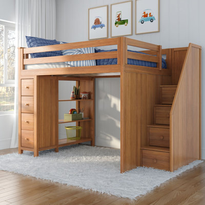 Lit mezzanine en bois massif avec 8 tiroirs Brodie