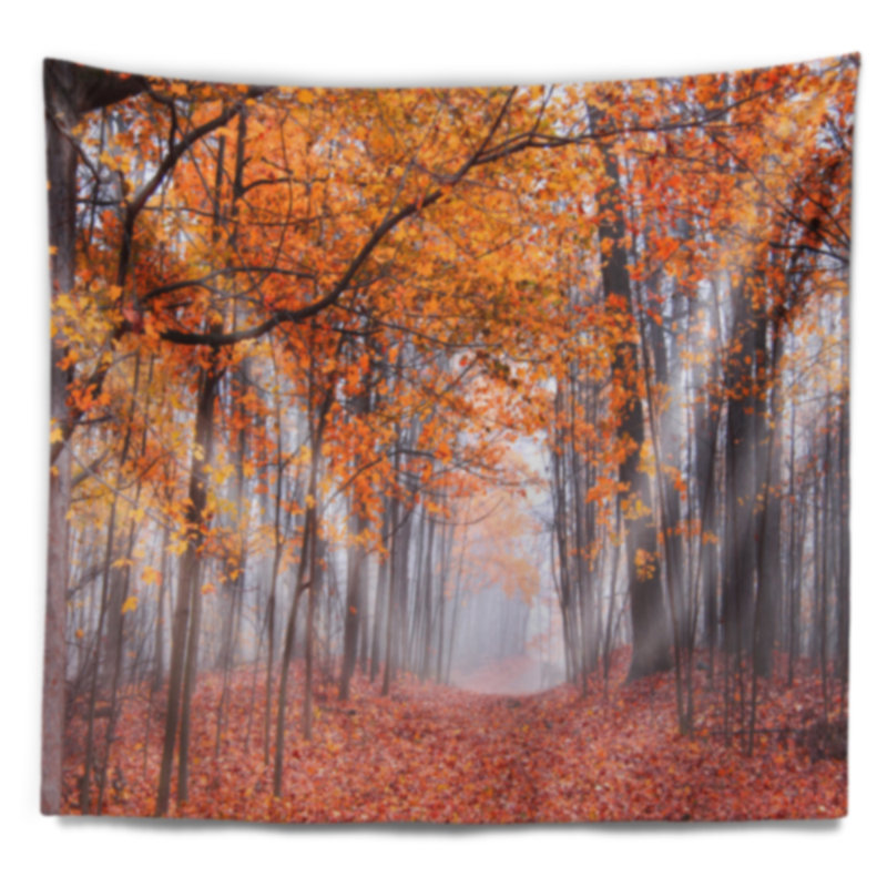 Paysage avec de beaux arbres et une tapisserie à feuilles tombées, H 50 po x l 60 po