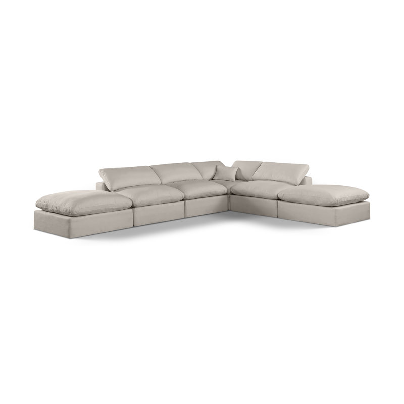 Canapé modulaire en velours 160 po conforme à la norme CAL117, Tissu beige texturé en lin