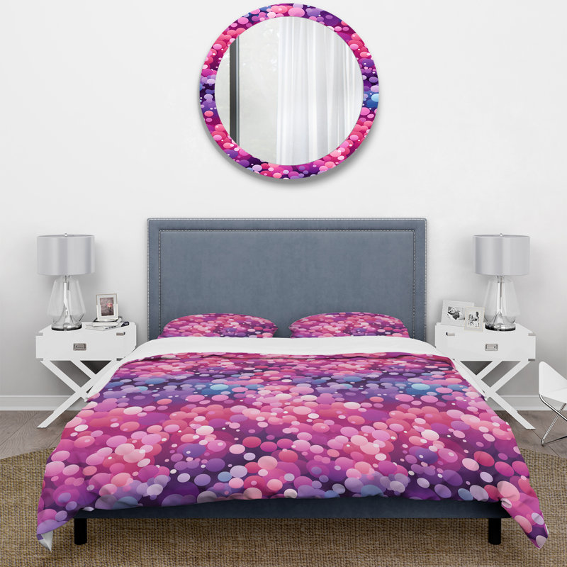 Ensemble de housse de couette à pois Popart Gradient Purple Dot Illusion, Housse de couette simple + 1 taie décorative stan