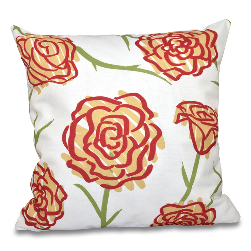 Housse de coussin d'extérieur carré Botanical Blooms, 20 po x 20 po, Or