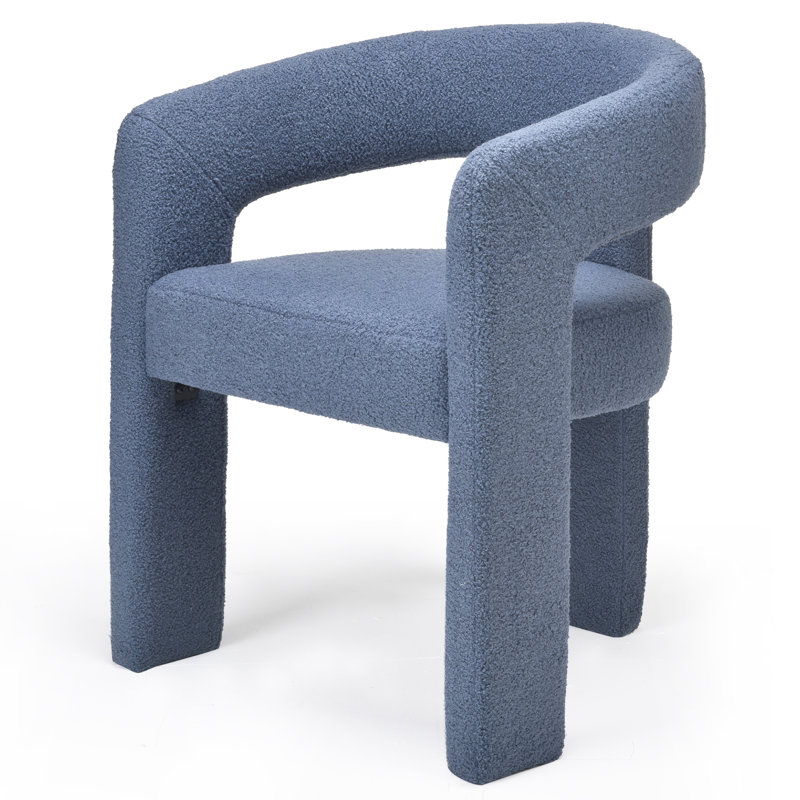 Modern Boucle Upholstered Armchair, Blue