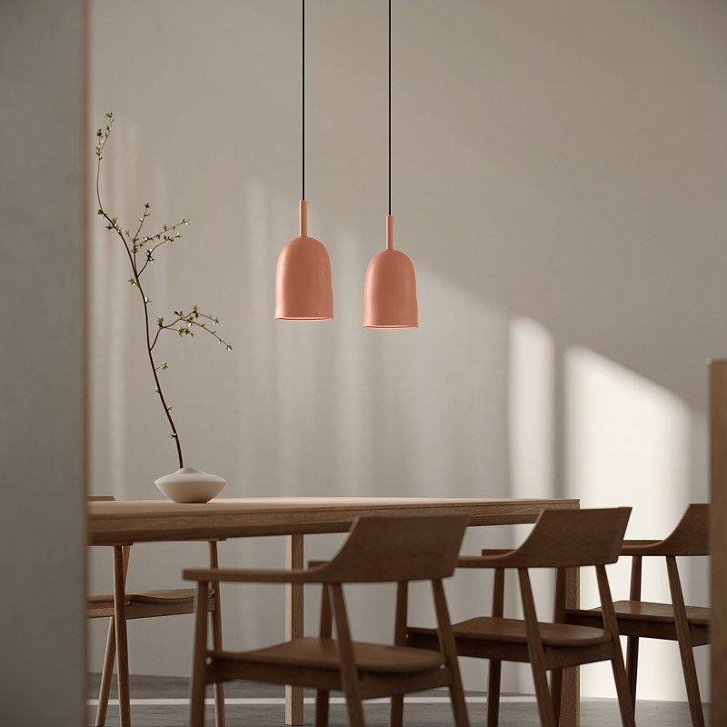 Vessel Pendant Light, 18" H x 14.5" W x 9" D, Black, Blossompink