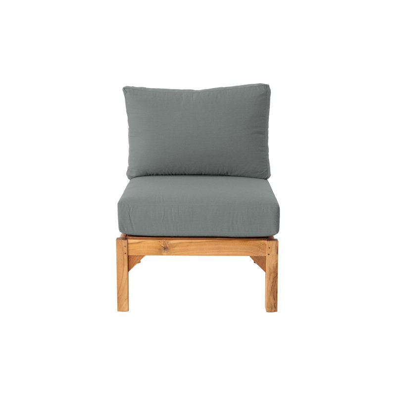 Huntington Teak Outdoor Armless Club Chair, Charcoal