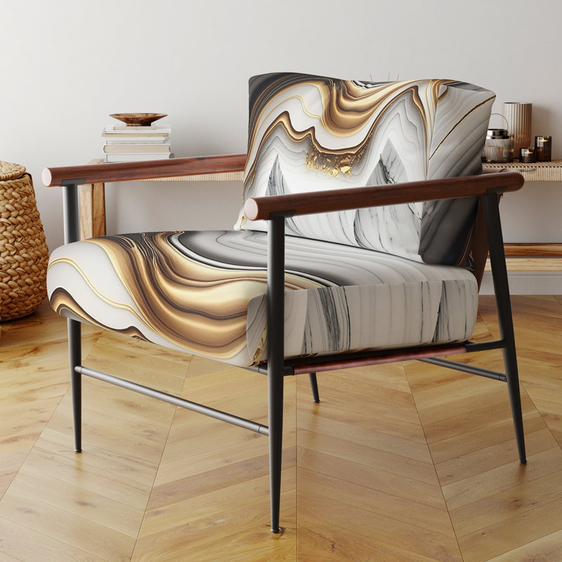 Cuscute - Fauteuil rembourré en marbre, Noir, noir, noir, noir