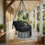 Chaise hamac pivotante en macramé résistante aux intempéries avec 2 coussins amovibles pour patio-1195276103