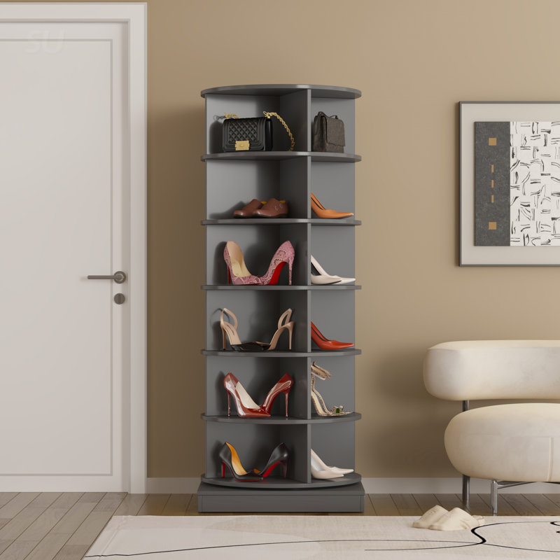 360 Rotating Shoe Cabinet With 6 Layers, Space-Saving And Stylish Storage Solution For Organized Living
