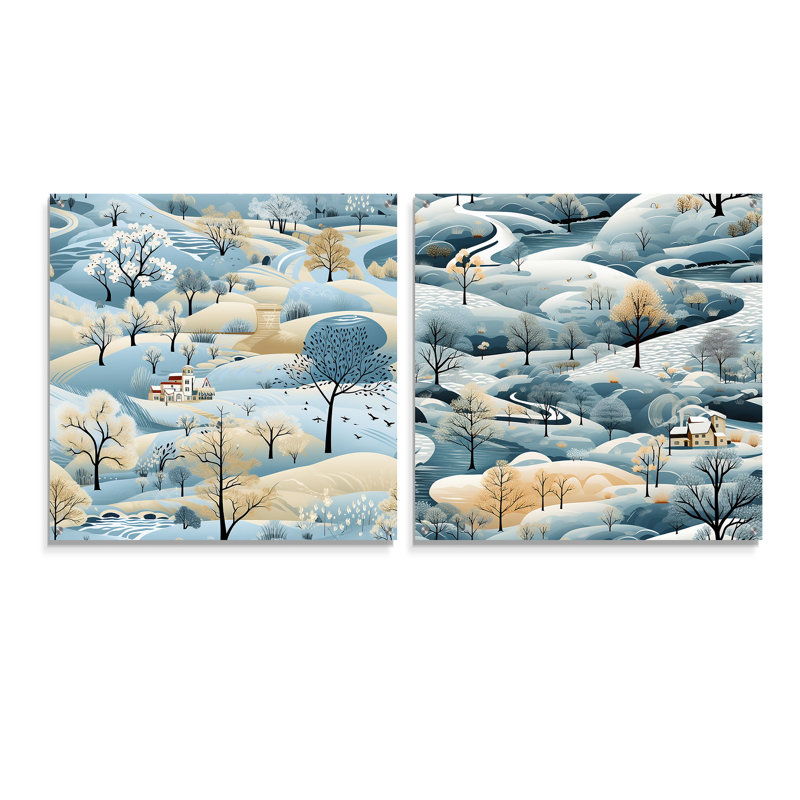 Frith - Ensemble de 2 art mural en verre acrylique, H 36 po x l 73 po