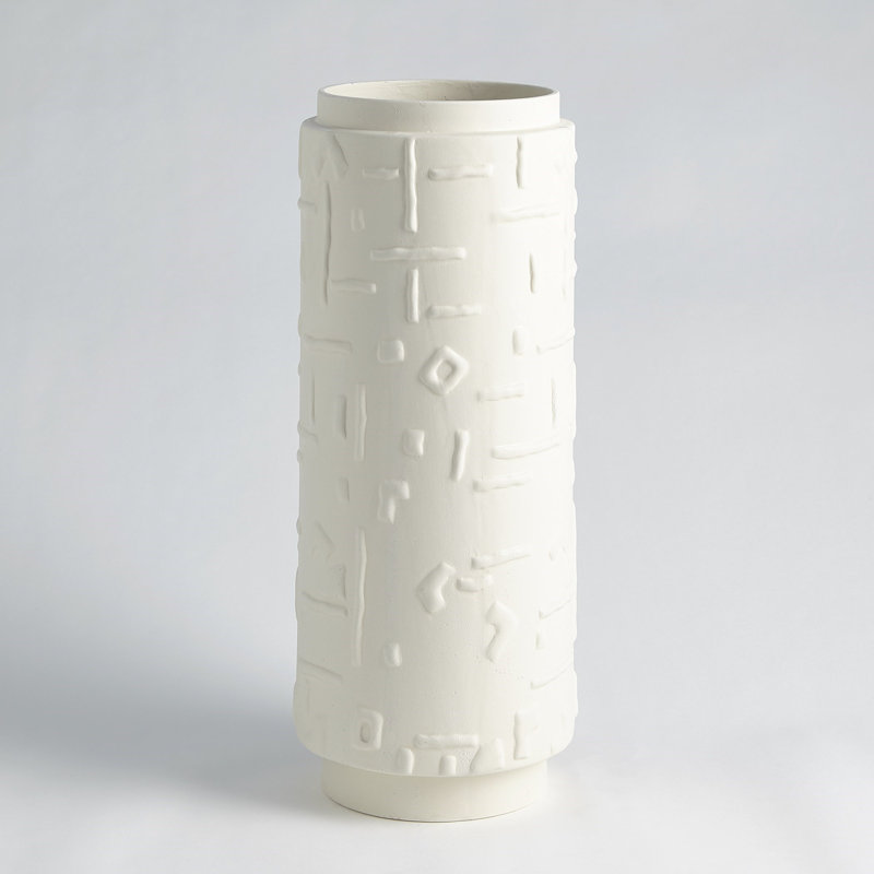 Sankuru Vase-Rustic White-Lg, 19.5" H x 8" W x 8" D