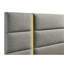 Grand lit à panneau Orion avec bordure dorée, structure en bois, tissu gris Chanel