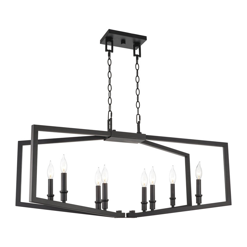 37" 8-Light Large Modern Kitchen Island Light, Industrial Lantern Island Lighting
