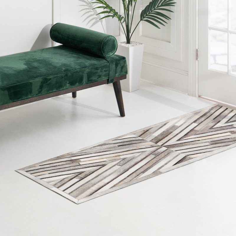  X Tiles Cowhide Leather Rug, Runner 2'2" x 6'1"
