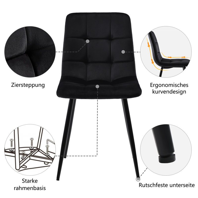 Fabric Upholstered Metal Parsons Chair, Black