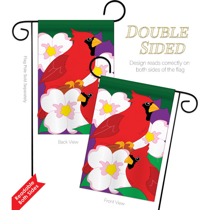 Simple cardinals, les oiseaux sont en polyester de 2 côtés 19 po x 13 po. drapeau de jardin