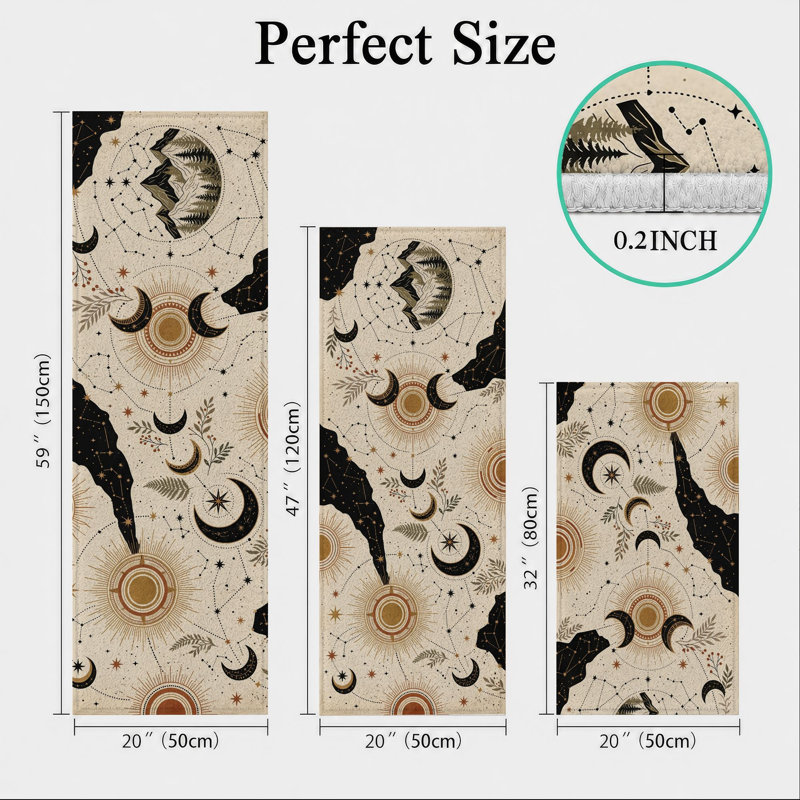 Moon Cat Non-Slip Washable Kitchen Mats