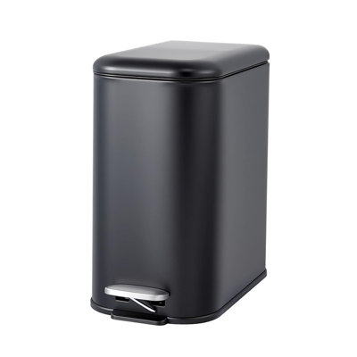 1.3/3.2 Gallon Stainless Steel Bathroom Trash Can with Lid, Slim Step Wastebasket for Toilet & Office