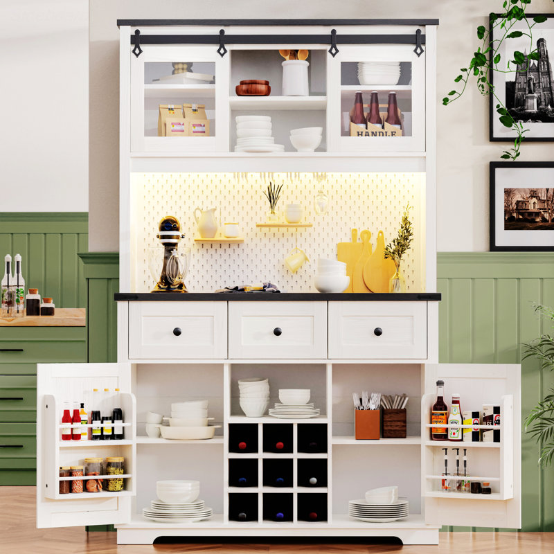 Bar garde-manger avec panneau perforé et porte-lunettes Farmhosue