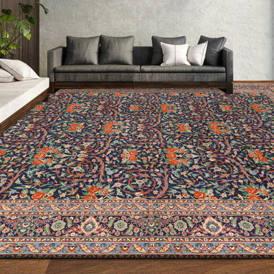 Tapis rectangulaire en laine noué à la main