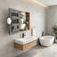 Armoire de toilette 33,56 po avec rangement, armoire à pharmacie murale avec porte miroir, tablettes en verre réglables, contreplaqué