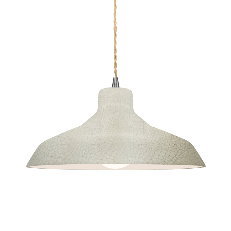 Luminaire suspendu à 1 lumière Aschwin - DEL intégrée, Blanc craquelé, Nickel brossé, H 6,26 po x l 13,5 po x P 13,5 po