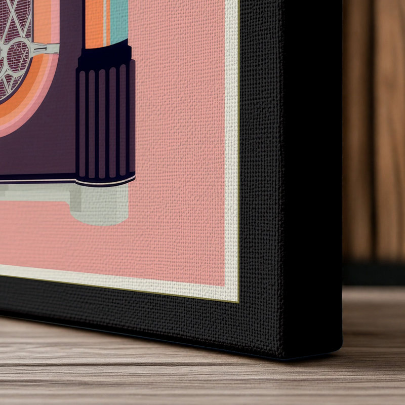 Jukebox Retro - Wrapped Canvas, 30x20 - 76.2 x 50.8 cm, Black Border