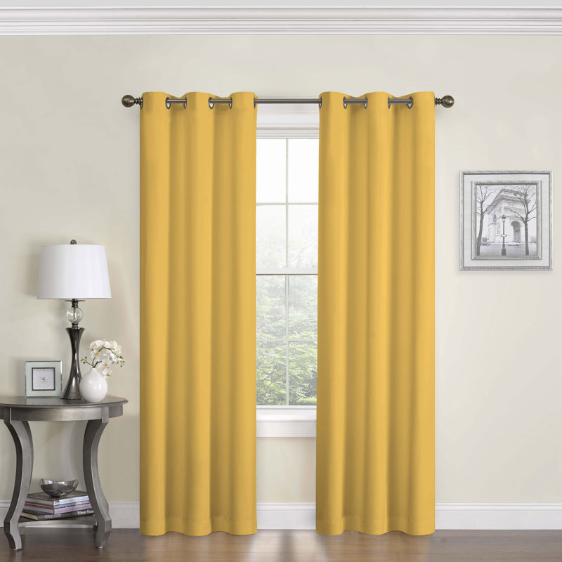 Microfiber Polyester Blackout Curtain Single Panel, Peacock, 42" W x 95" L