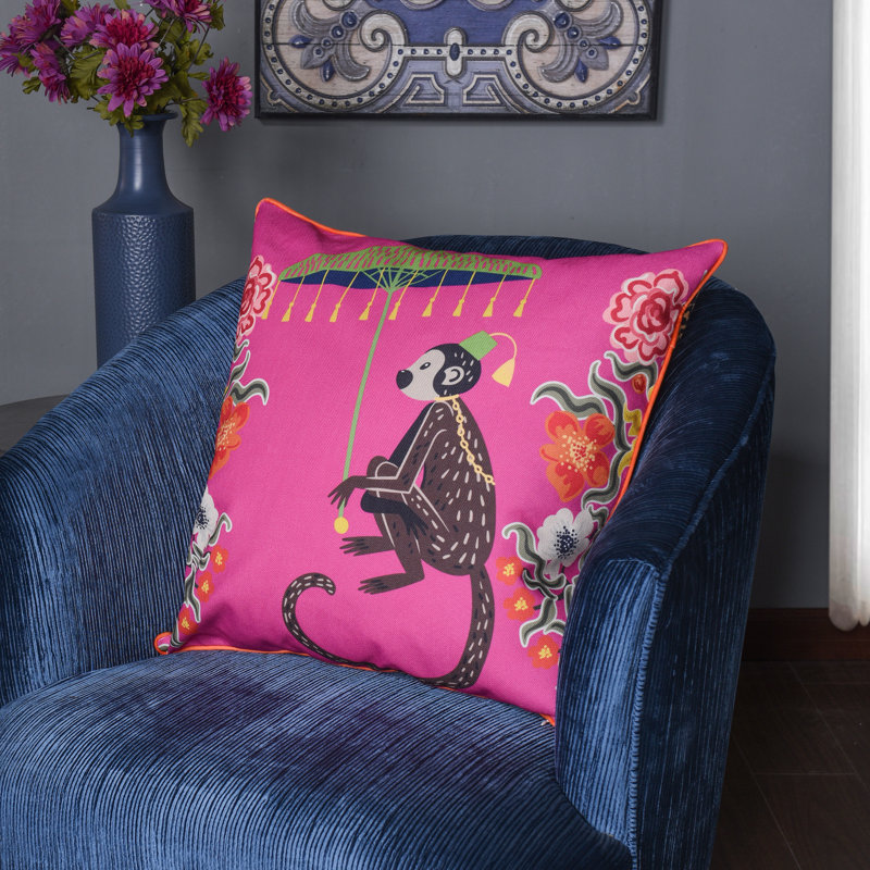 Vibrant Double-Sided Monkey and Cheetah Velvet Pillow