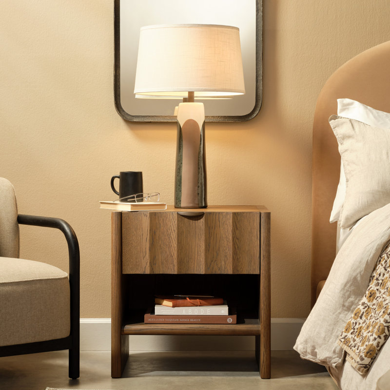 Finley 1 - Drawer Solid Wood Nightstand, Brown Sugar Oak