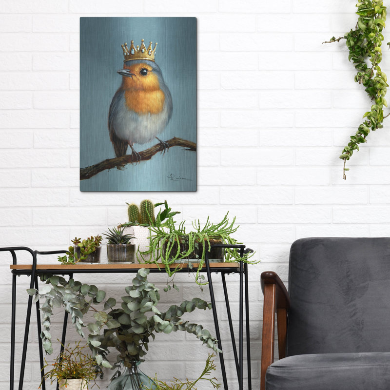  «Royal Robin» par Lucia Heffernan, art mural en métal, 12 po x 16 po, H 16 po x l 12 po