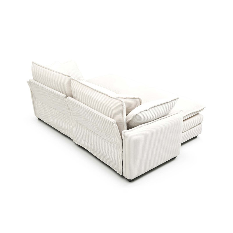 Canapé modulaire 2 places avec repose-pieds et coussins Paramveer, Beige, L 81 po