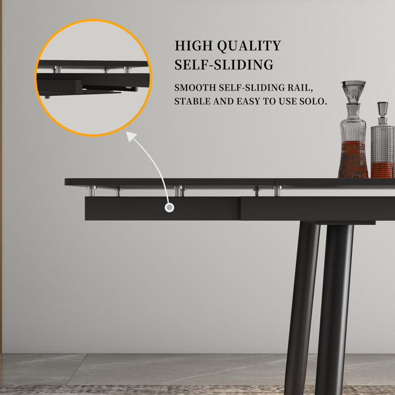 Modern Extendable Dining Table for 4-10 People, 159-239cm Adjustable Length, Scratch & Heat Resistant Stone Tabletop, Sturdy Metal Frame, Easy to Clean, Contemporary Kitchen & Dining Room Table& outdoors Warehouse — 2 Working Day