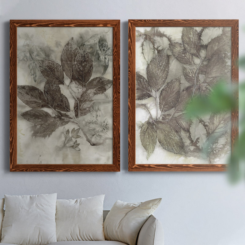 Dogwood Leaves II - Ensemble de 2 peintures sur toile encadrées, H 31,5 po x l 47 po x P 1,5 po, Toile avec cadre érable