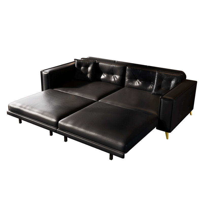CanapÃ©-lit moderne Ã  capitonnage et accoudoirs extra-larges, Black