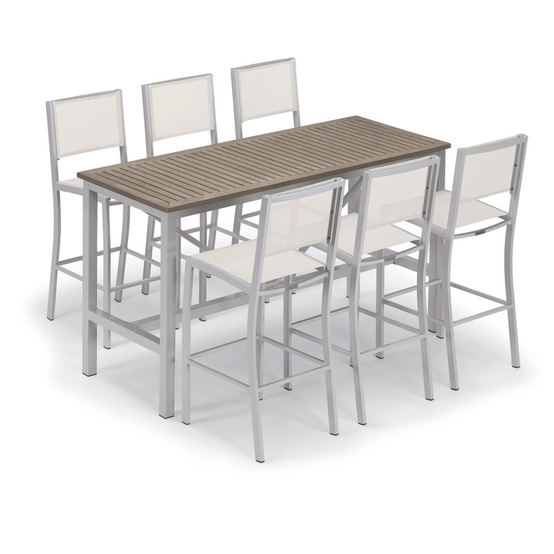 Travira Aluminum Bar Table, Teakwood Vintage