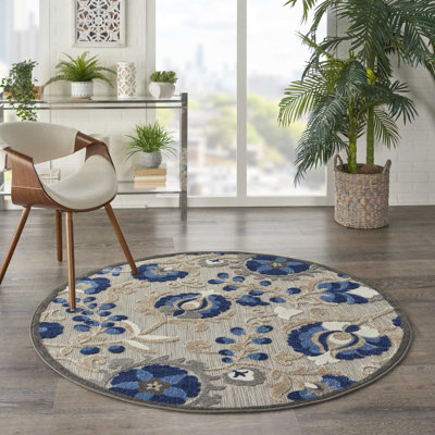 Ciann Floral Blue/Gray Indoor/Outdoor Area Rug