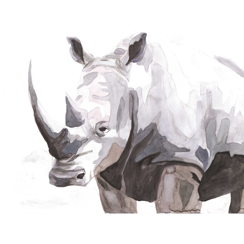 Rhino aquarelle, H 12 po x l 16 po