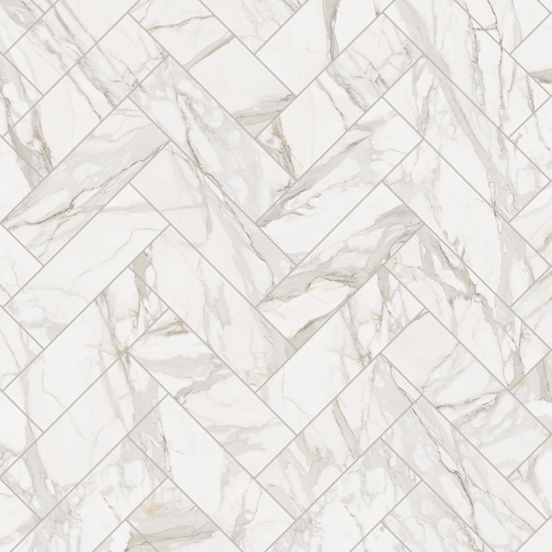 Marbre de Vienne mosaïque à chevrons 2 x 6 Calacatta
