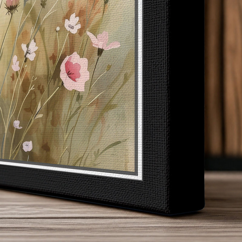 Wildflower Meadow Botanical - Wrapped Canvas, 18x12 - 45.7 x 30.5 cm, Black Border