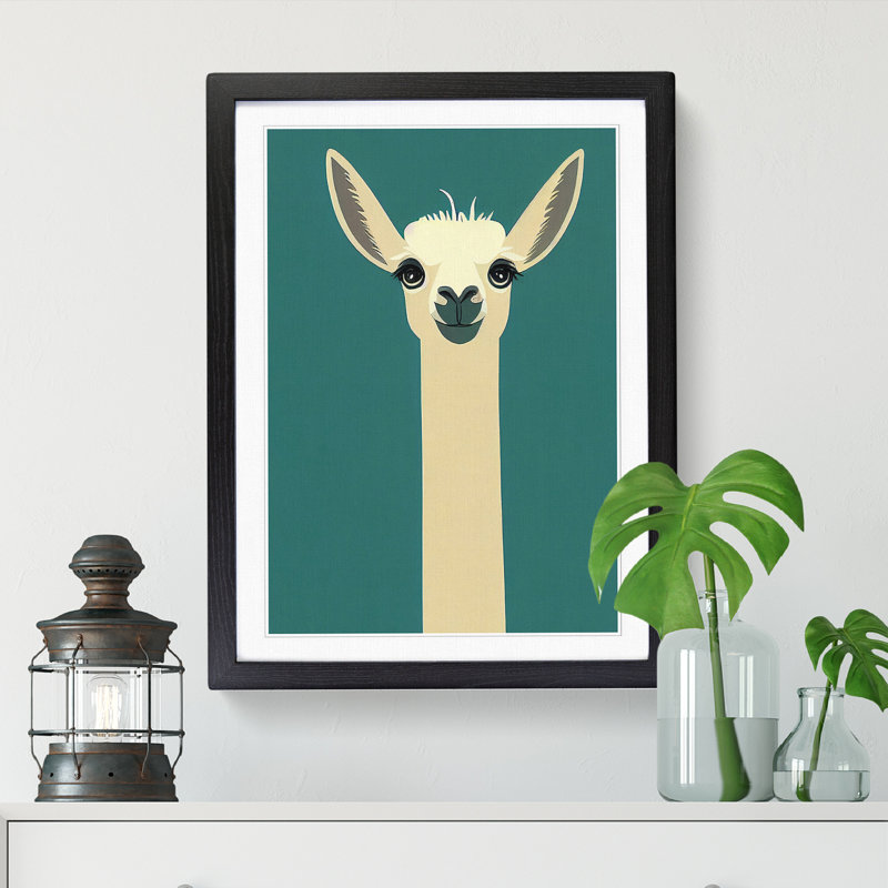 Llama Minimalism - Picture Frame Print, Black, 34cm H x 25cm W x 2cm D