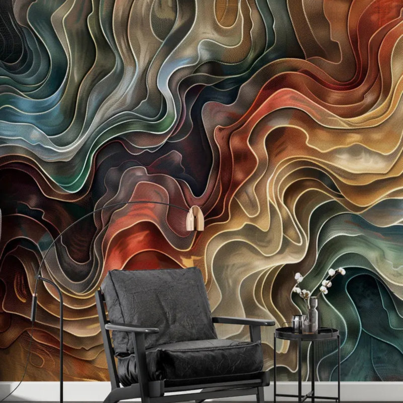 Débit chromatique - Murale abstraite multicolore, 96" L X 108" W