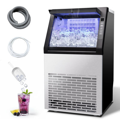 Erivess 100Lbs/24H Commercial Ice Maker, 11Min/36Cubes, 20Lbs Storage Ice Machine with LCD Display, Self-Cleaning, Adjustable Ice Thickness
