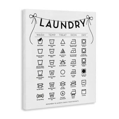 Laundry Symbols with Ribbon Accent Canvas, design by Lettered and Lined