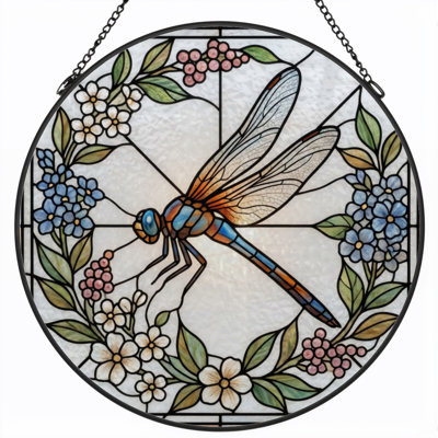 Panneau de vitrail floral 12 "H 12"
