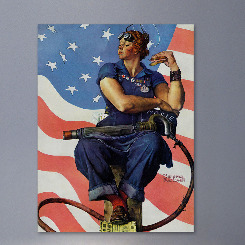 'Rosie The Riveter' by Norman Rockwell Print on Wrapped Canvas, 39" H x 30" W